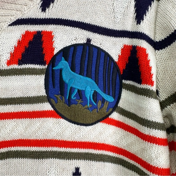 Cat & Jack Boys Beige Orange Long Sleeve Button Up Patterned Sweater Cardigan - Picture 5 of 10